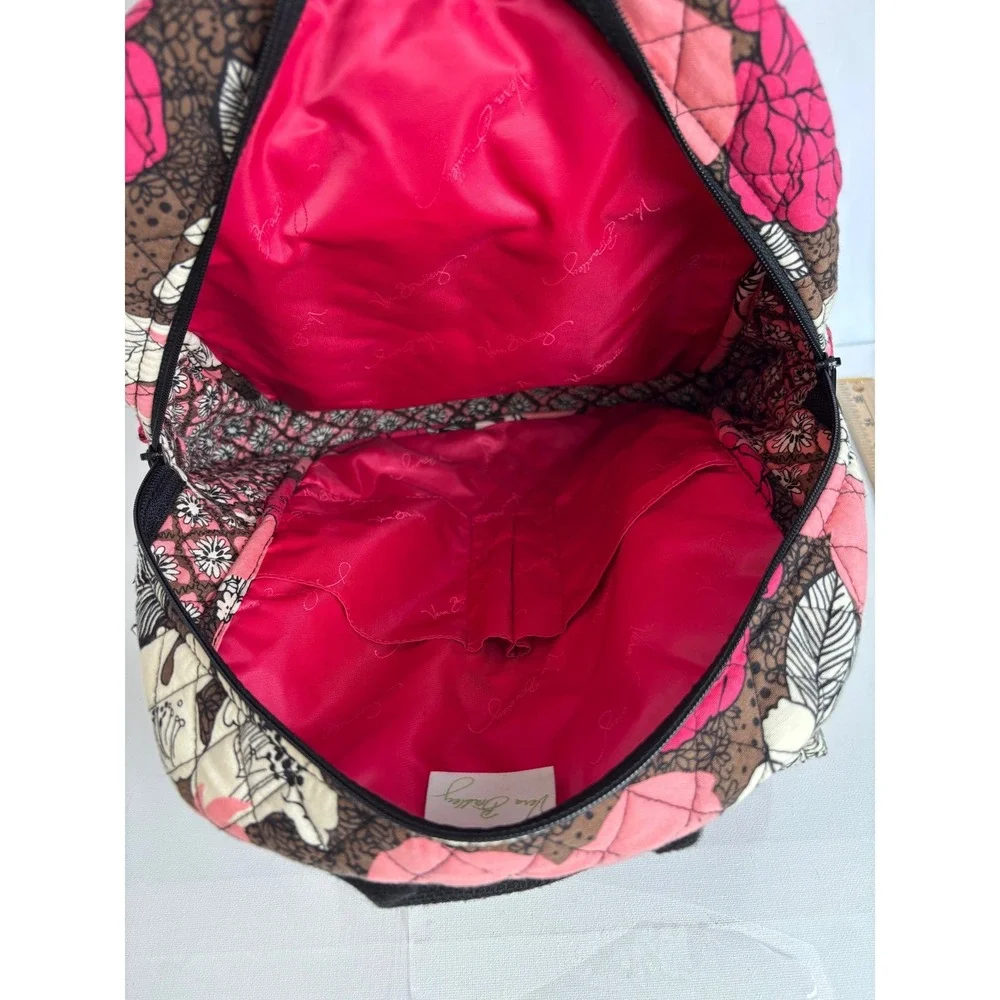 Vtg Vera Bradley Symphony‎ Hue Quilted Floral Backpack Mocha Rouge Retired Print